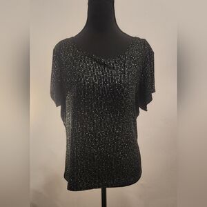 Vintage Glittering Black and Silver Blouse